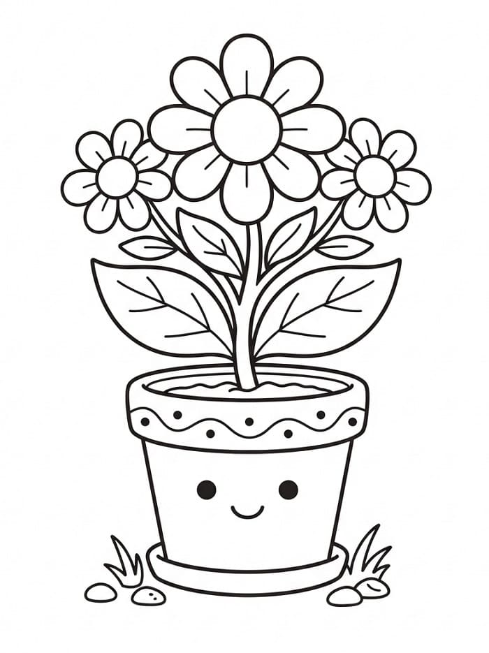 Bloempot kleurplaat
