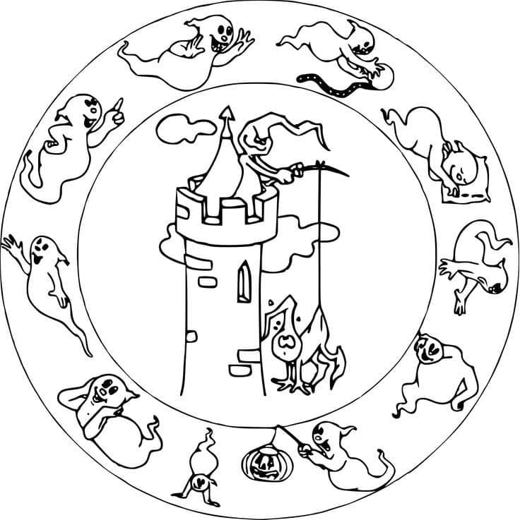 Afdrukbare Halloween Mandala Illustratie
