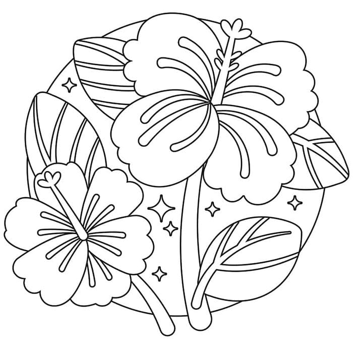 Afdrukbare Hibiscus voor kinderen