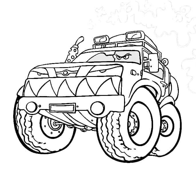 Afdrukbare monstertruck voor kinderen