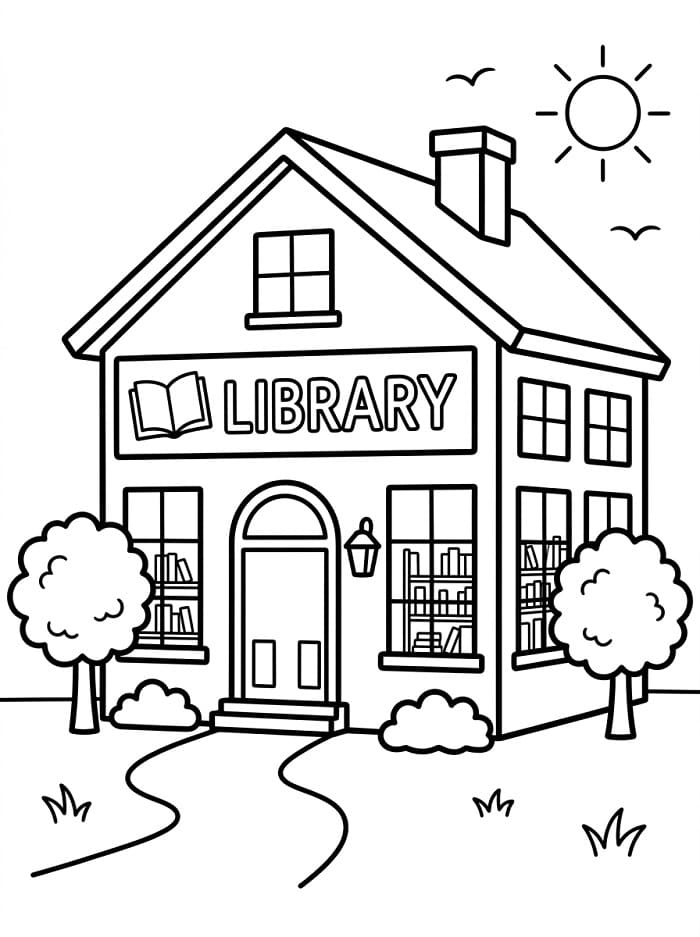 Bibliotheek kleurplaat