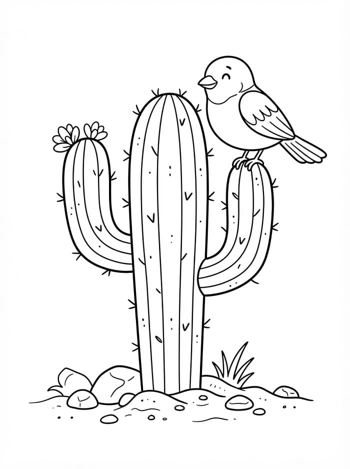 Cactus en vogel