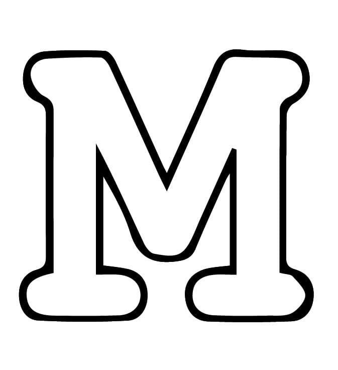 De letter M in het alfabet