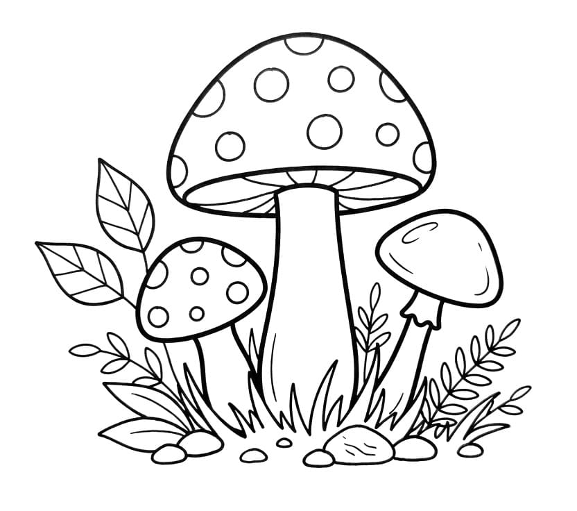 Drie paddenstoelen