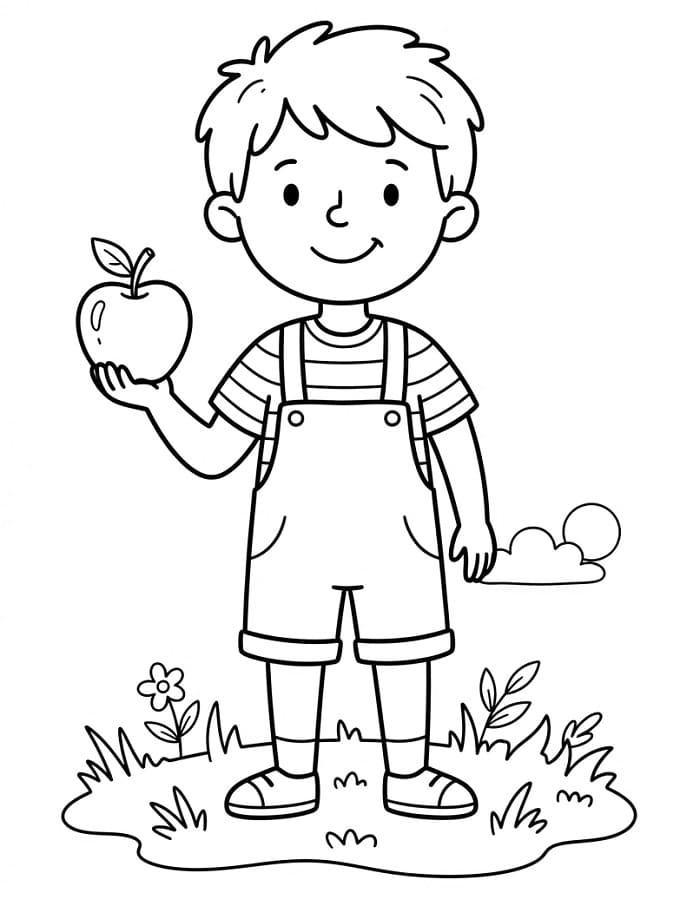 Een jongen en appel