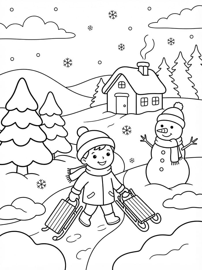 Een jongen in de winter