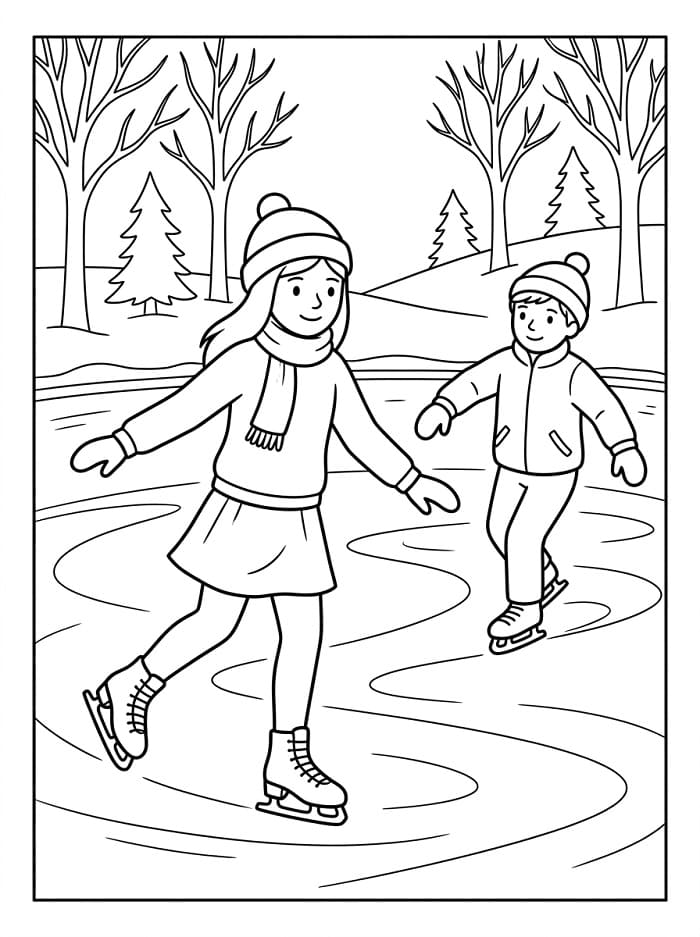 Een stel schaatst