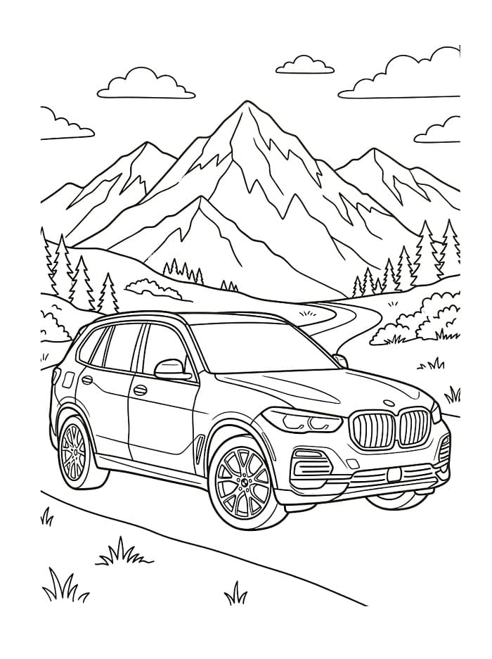 Eenvoudige BMW kleurplaat