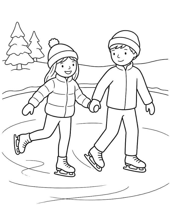 Eenvoudige schaatsen illustratie
