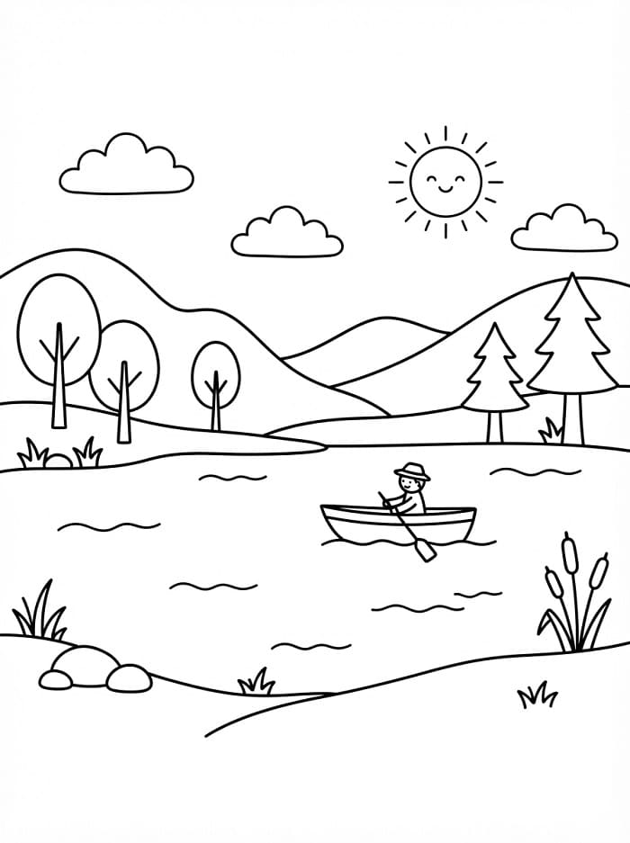 Landschap kleurplaat