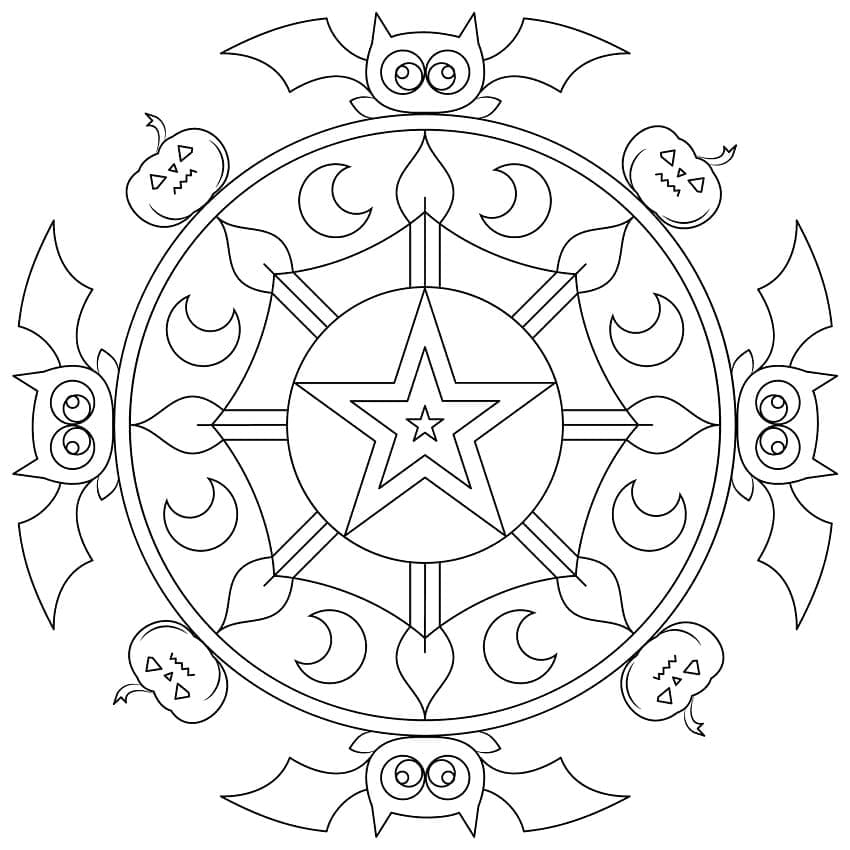 Gratis Halloween Mandala voor Jonge Kinderen