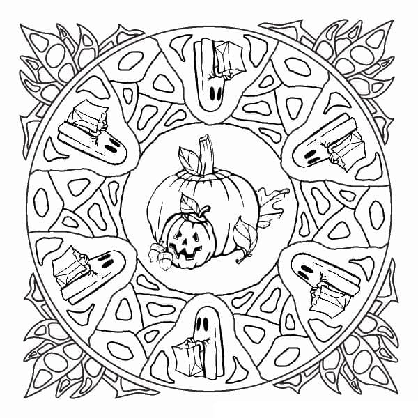 Halloween Mandala om te Printen