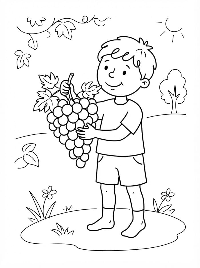 Jongen en druiven