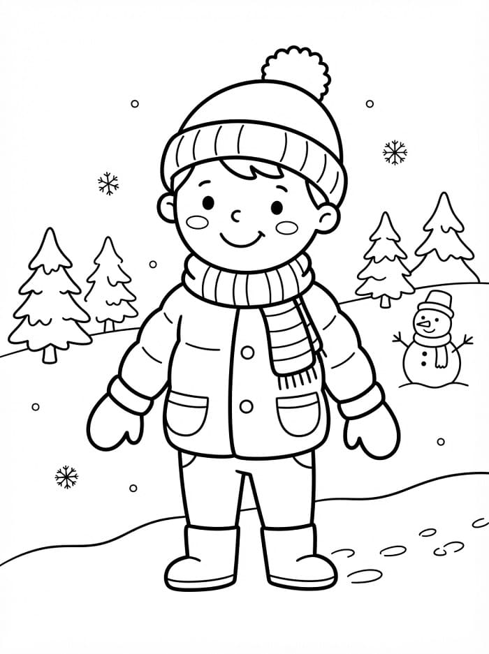 Kleine jongen in de winter