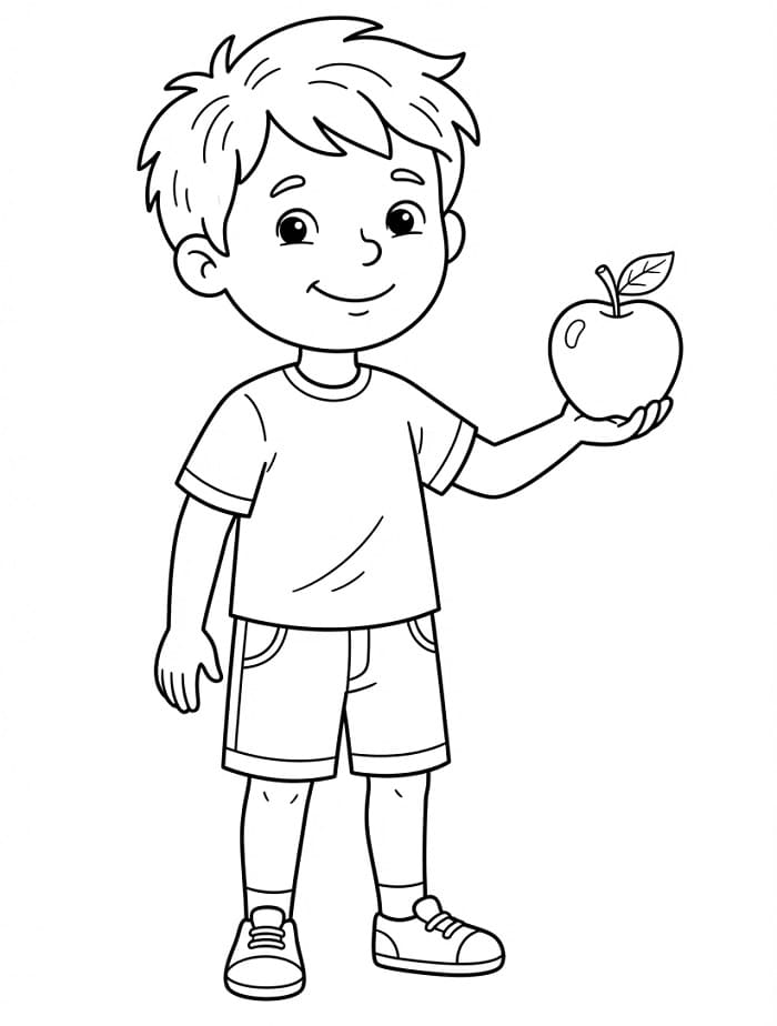 Kleine jongen met appel