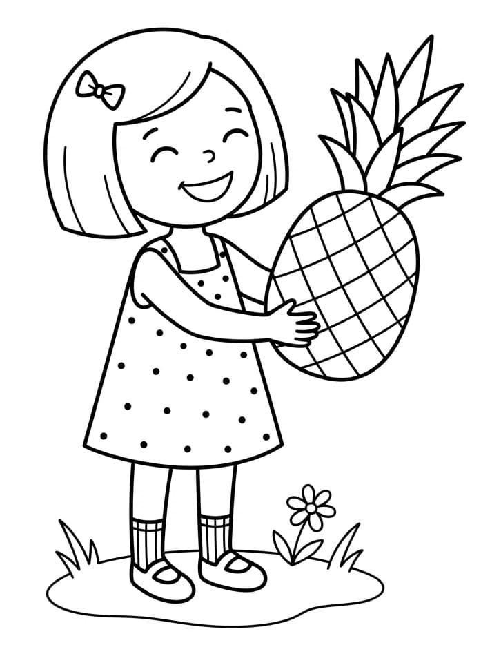 Kleine meid met een ananas