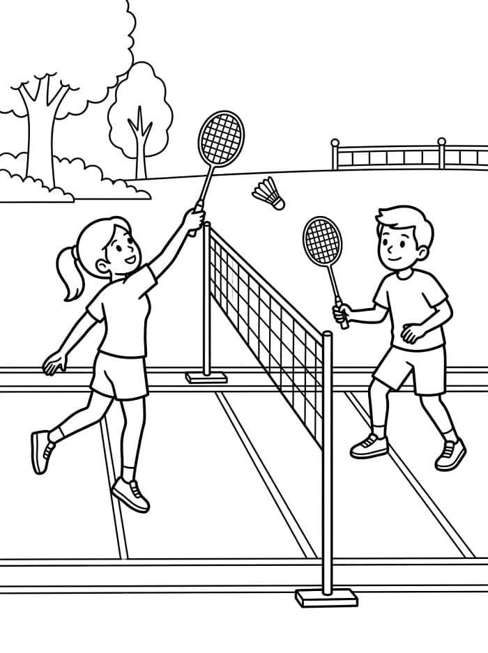 Badminton kleurplaat