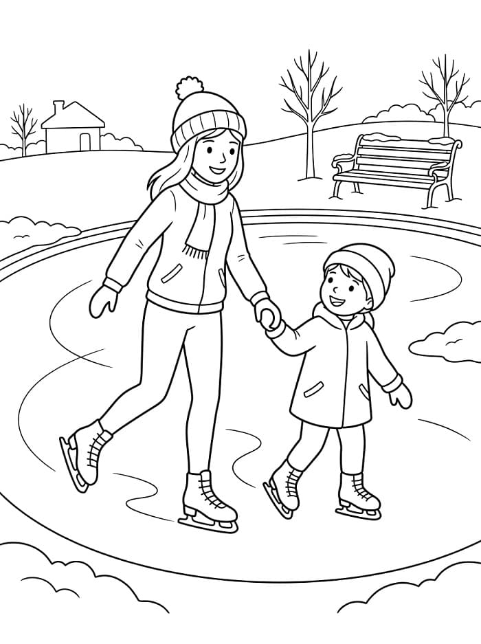 Makkelijk schaatsen tekening