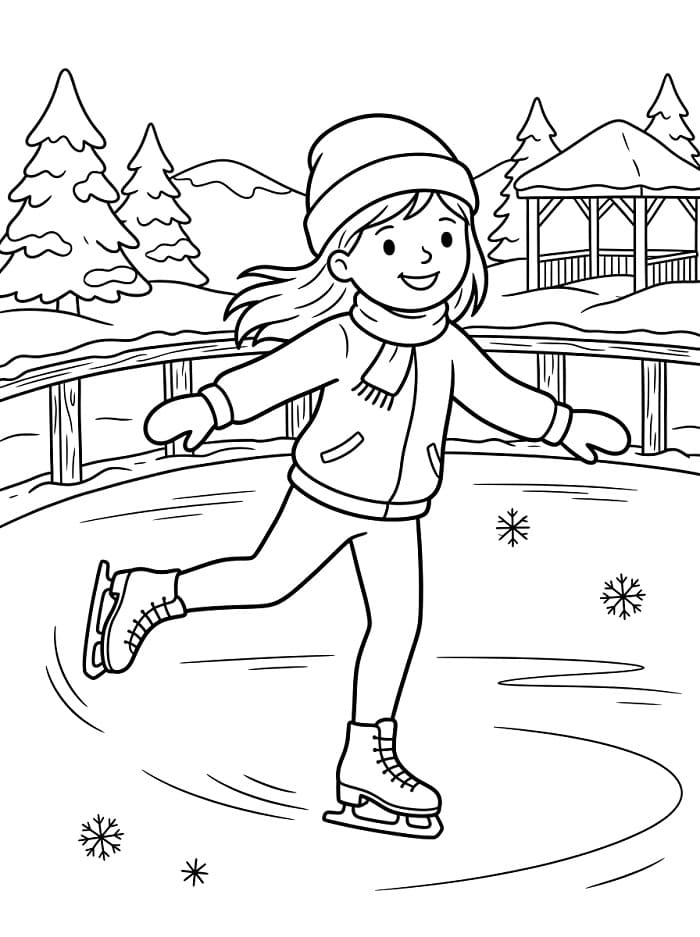 Schaatsen kleurplaat