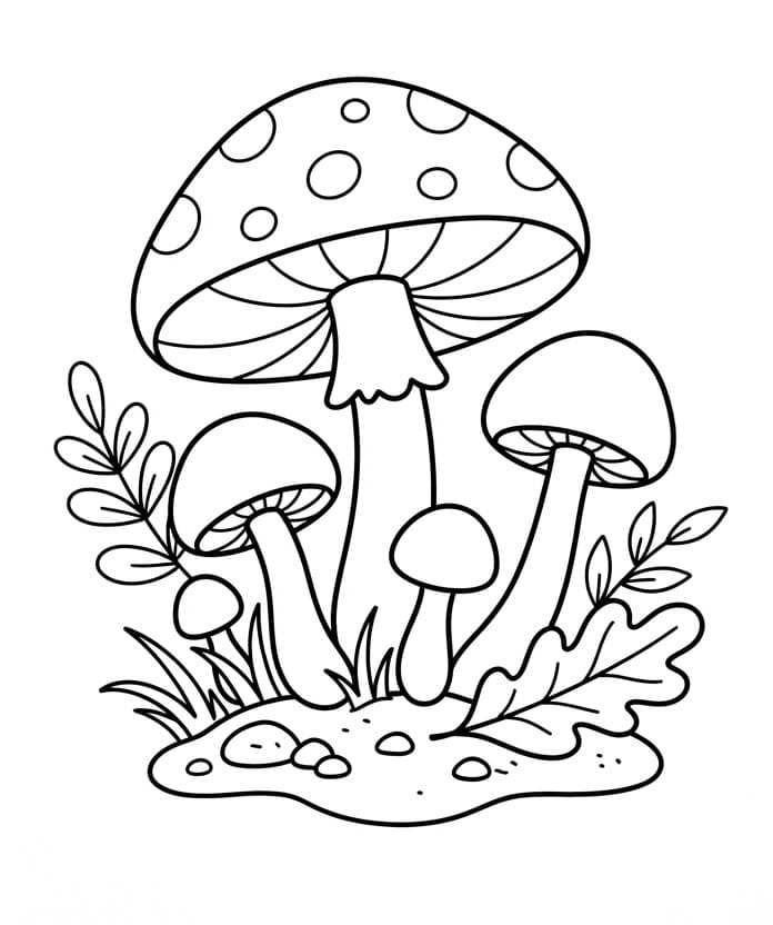 Paddenstoelen op de grond