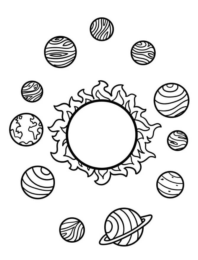 Printbare Zonnestelsel Illustratie