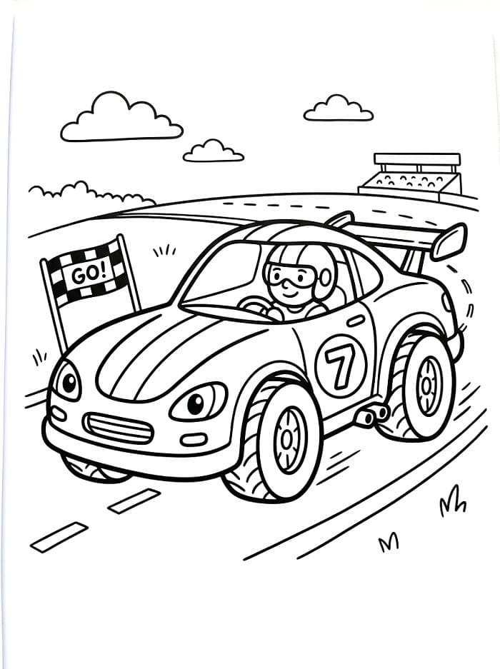 Raceauto afdrukbare afbeelding