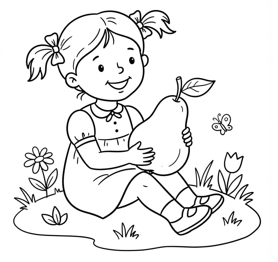 Schattig meisje en peer