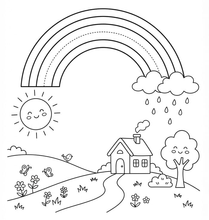 Regenboog kleurplaat