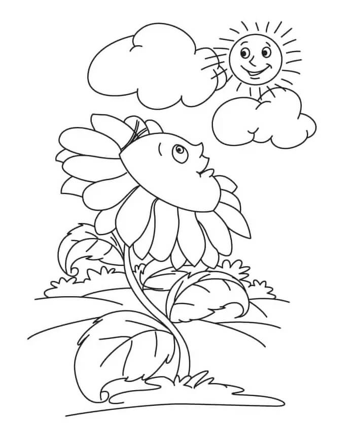 Te printen zonnebloem voor kinderen