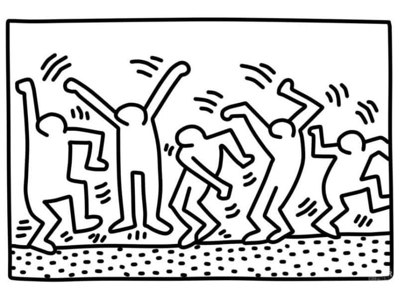 Keith Haring kleurplaat