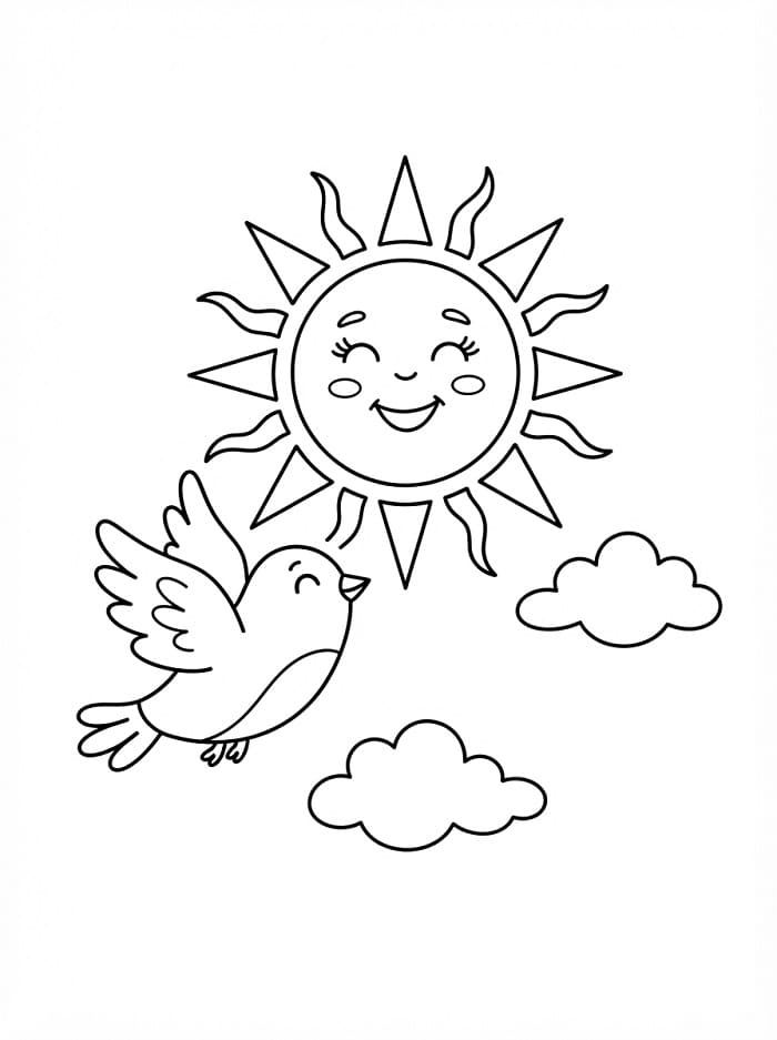 Vliegende vogel en zon