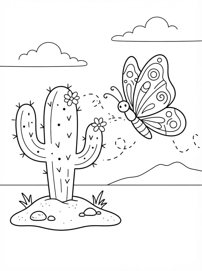 Vlinder en cactus
