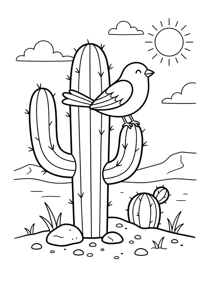 Vogel en cactus