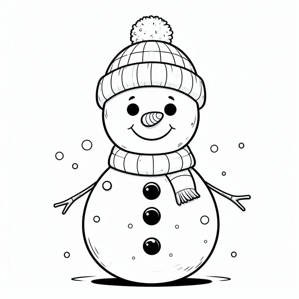 Afdrukbare sneeuwpop voor kinderen