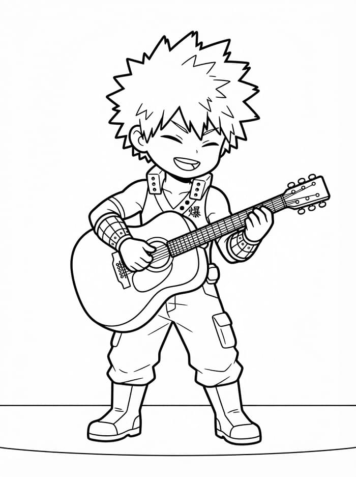 Bakugo speelt gitaar