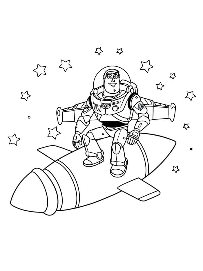 Buzz Lightyear op raket schip