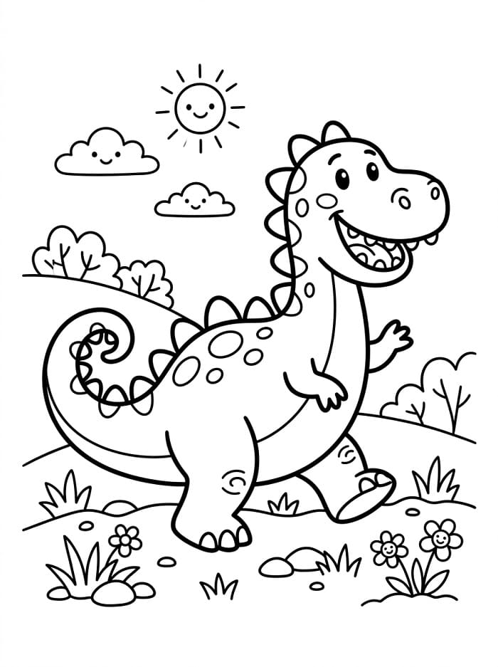 Cartoon Grappige Dinosaurus