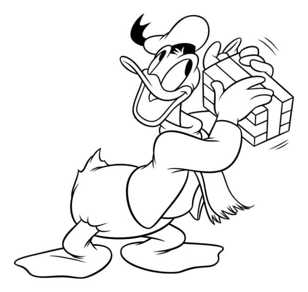Donald Duck met een cadeau