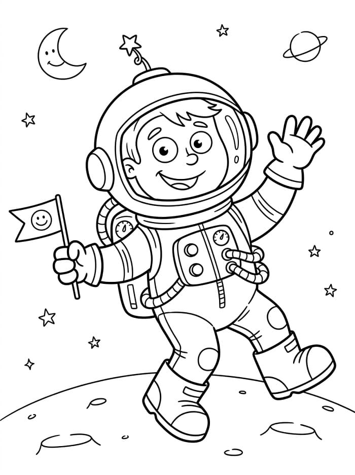Astronaut kleurplaat