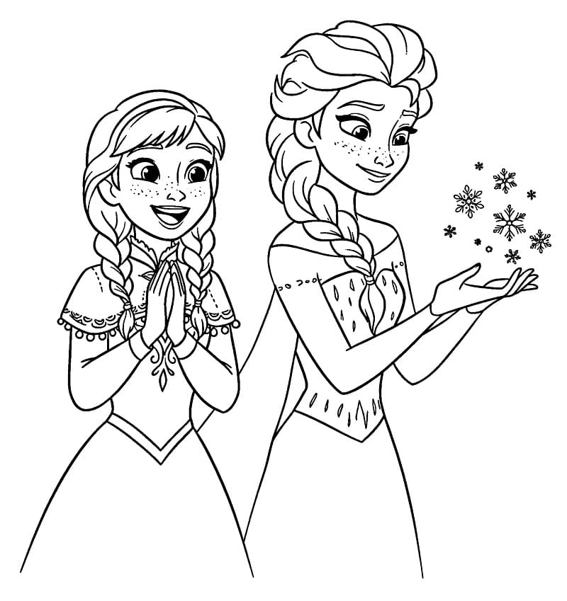 Elsa en Anna gratis te printen