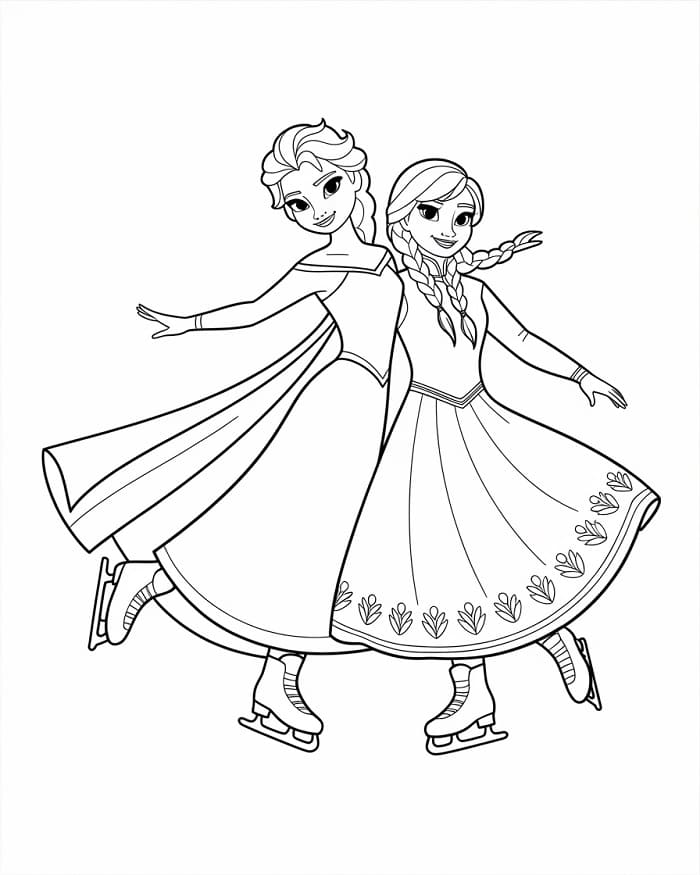 Elsa en Anna schaatsen