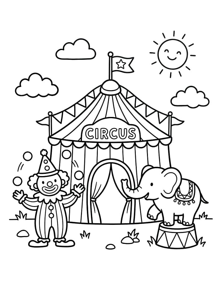 Circus kleurplaat