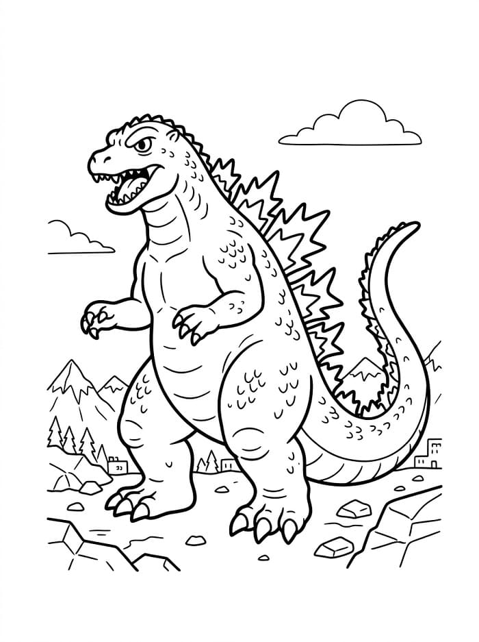 Godzilla kleurplaat