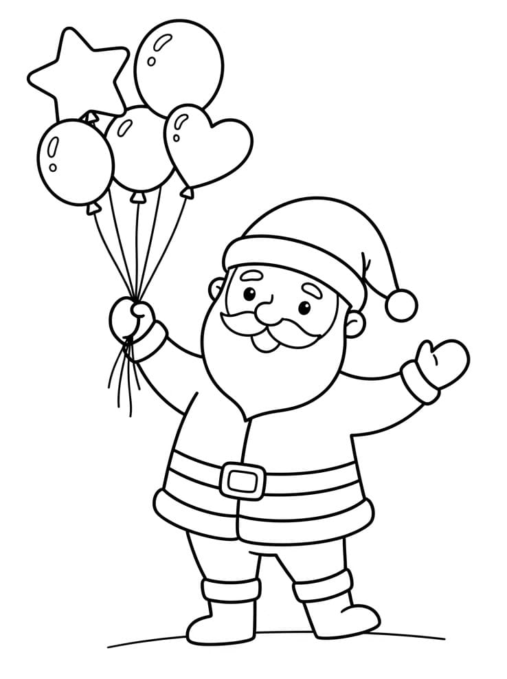 Kerstman die ballonnen vasthoudt