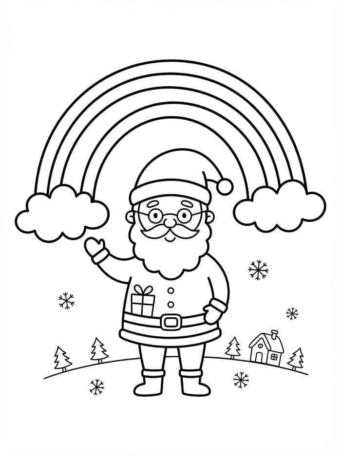 Kerstman en regenboog