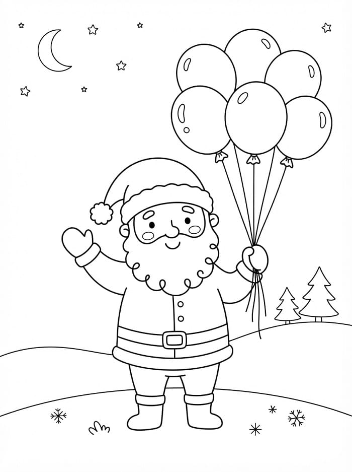 Kerstman met ballonnen