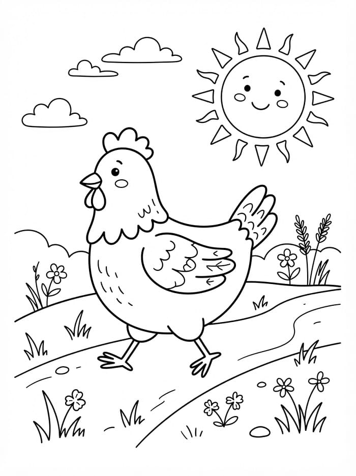Kip en schattige zon