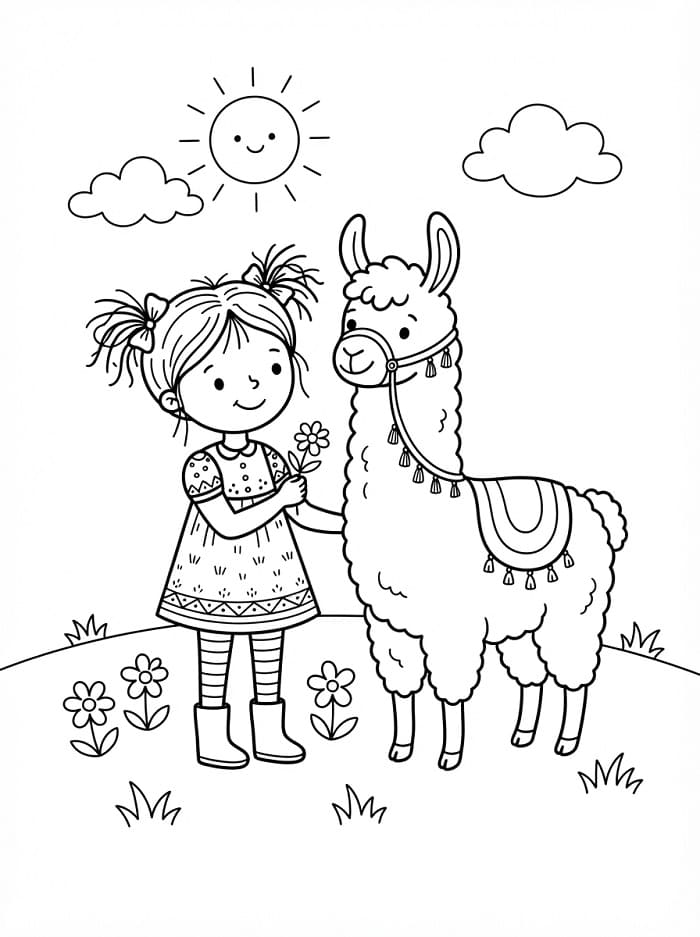 Meisje en lama