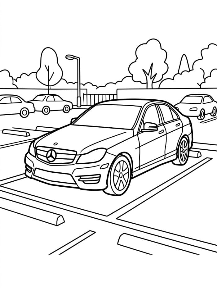 Mercedes op het parkeerterrein