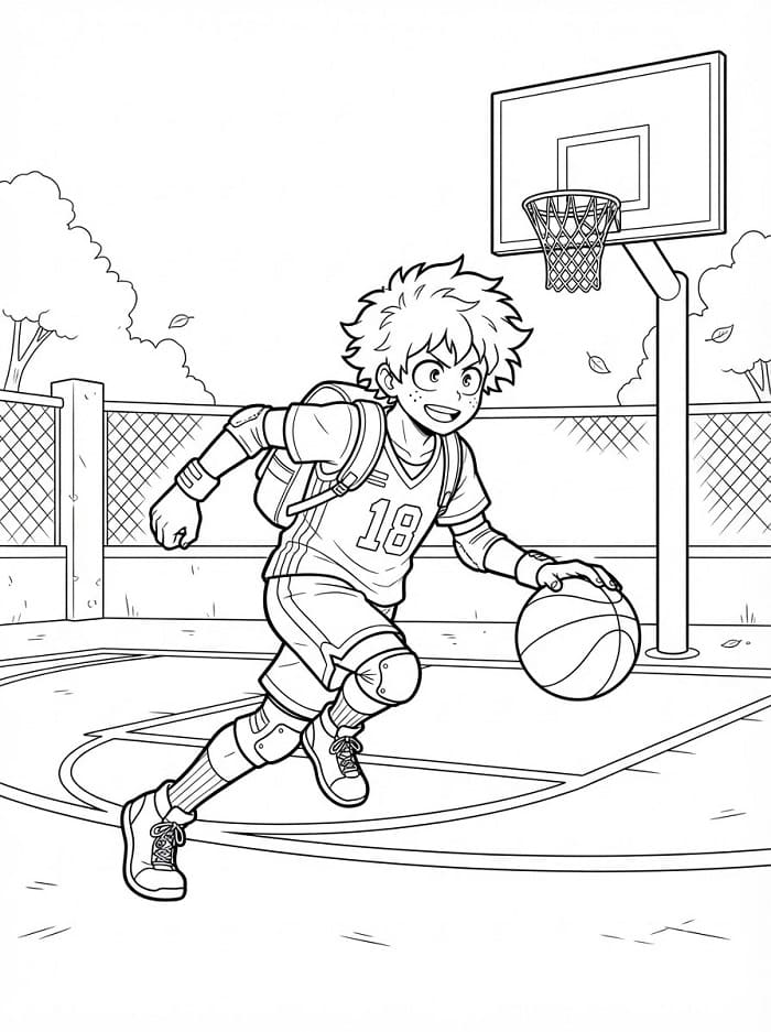 Midoriya speelt basketbal